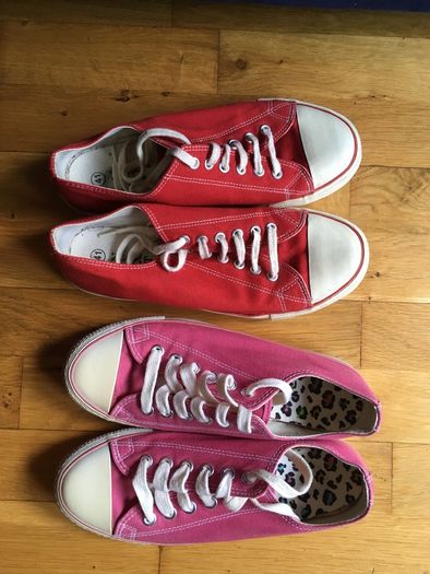 NEXT Baseball Sneakers 41 Two Pairs Canvas Plimsolls    -  with Bonus Funky Insoles