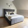 King Size Panel Wingback Bed And Mattress Image 2