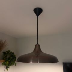 Copper effect pendant lights x2
