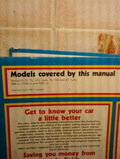 Renault 5 1985/1986  Haynes Workshop Manual