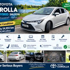 Immaculate Toyota Corolla Hybrid, Grade 4.5 - ONLY 54,955 Km, Valid NCT 2028, Taxed, Full Service History