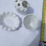 Vintage 80s Ceramic 3pce Scalloped edge Bathroom Set Image 3