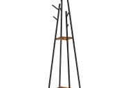 _Coat Rack with 8 Hooks and 2 Shelves for Clothes, Hats and Bags, 38 x 38 x 171 cm, Industrial Design, Vintage Brown/Black