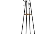_Coat Rack with 8 Hooks and 2 Shelves for Clothes, Hats and Bags, 38 x 38 x 171 cm, Industrial Design, Vintage Brown/Black