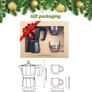 Rainbean Black Stove Top Espresso Maker 300 ml / 6 Cup Moka Gift Set with 2 Double Wall Glass Cups Image 3