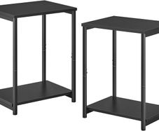 NEW SALE | Set of 2 Side Tables, 2-Tier Sofa Side Tables, Bedside Tables with Steel Frames, for Living Room, Bedroom, Home Office, Industrial Style, Classic Black