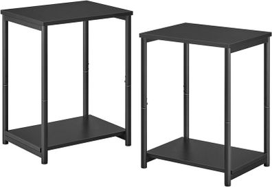 NEW SALE | Set of 2 Side Tables, 2-Tier Sofa Side Tables, Bedside Tables with Steel Frames, for Living Room, Bedroom, Home Office, Industrial Style, Classic Black
