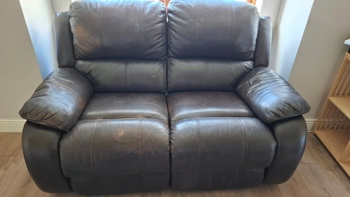 2 seater recliner brown leather