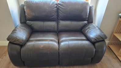 2 seater recliner brown leather