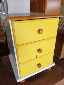 Hand-painted, 3-drawer wooden Locker.