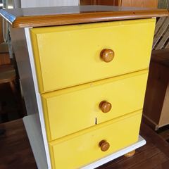Hand-painted, 3-drawer wooden Locker.