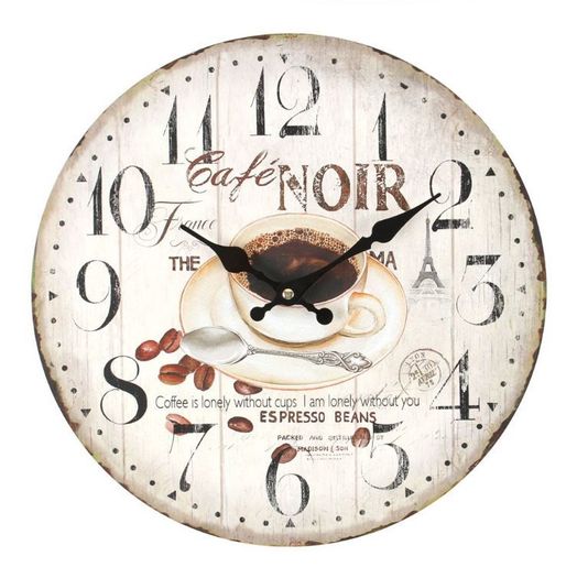 Cafe Noir Shabby Chic Coffee Cup Clock