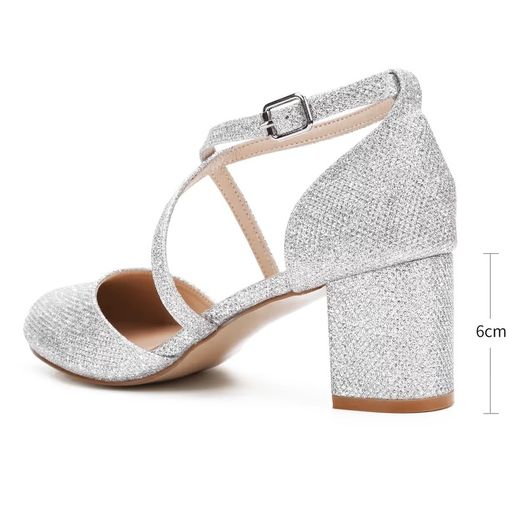 Brand New Women's High Heels Elegant Cross-Strap Pumps Closed Toe - Mid Block Heel