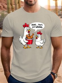 Men's Funny Chicken Bucket Print T-Shirt
