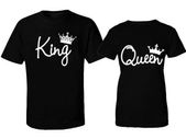 King And Queen Couple T-shirts For Valentines Day Gift Present Black