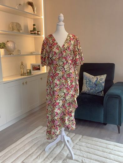 Ladies Multi Coloured Faux Wrap Dress from F&F