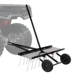 Tow Behind Dethatcher, 40-inch Tow Dethatcher with 20 Spring Steel Tines, Lawn Dethatcher Rake for ATV or Mower