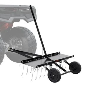 Tow Behind Dethatcher, 40-inch Tow Dethatcher with 20 Spring Steel Tines, Lawn Dethatcher Rake for ATV or Mower