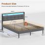 King Size Bed Frame 150x200 with Storage Upholstered Bed Frame with LED Lights & Charging Station Upholstered Storage Headboard/Under Bed Storage/Noise Free (King-150x200cm) Image 10
