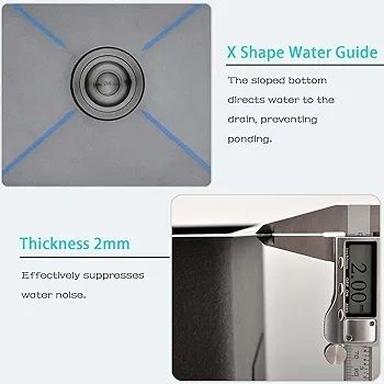 Black Kitchen Sink, 30X40CM Small Sink Stainless Steel Single Bowl, BoomHoze Outdoor Campervan with Overflow, Drainer Fittings, Undermount, Top Mount, Drop in Flushmount Installation, Black