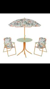 Picnic table,Kids table set. Outdoor furniture set. Kids camping set. 4-Piece set: Kids ensemble with 2 folding chairs, table and parasol