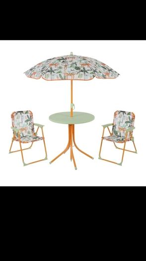 Picnic table,Kids table set. Outdoor furniture set. Kids camping set. 4-Piece set: Kids ensemble with 2 folding chairs, table and parasol