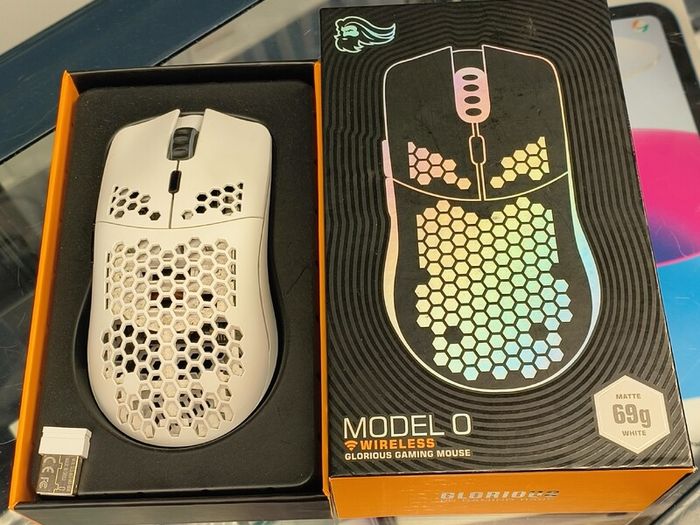 Glorious Gaming Model D Wireless Gaming Mouse - 69g Superlight, Lag Free 2.4Ghz Wireless, RGB, BAMF Sensor, Ergonomic, 6 Buttons - White | Lag free connectivity, advanced BAMF sensor, long battery life, PTFE sliders, beehive format, vivid lighting (Used)