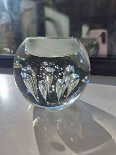 3 x cylindrical glass candle holders
