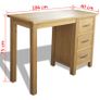 Desk with 3 Drawers 106x40x75 cm Solid Oak Wood Image 3