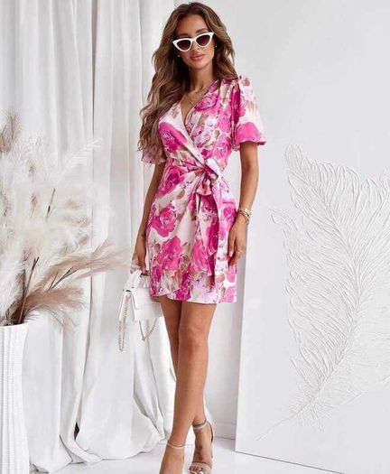 Dress With Pink Beige Flowers
