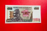 Zimbabwe  500 Dollars  2001   Verified Under Uv Light.  ( Uncirculated )