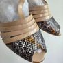 Beige Snakeskin Peep Toe Heels Size 40 EU Image 5