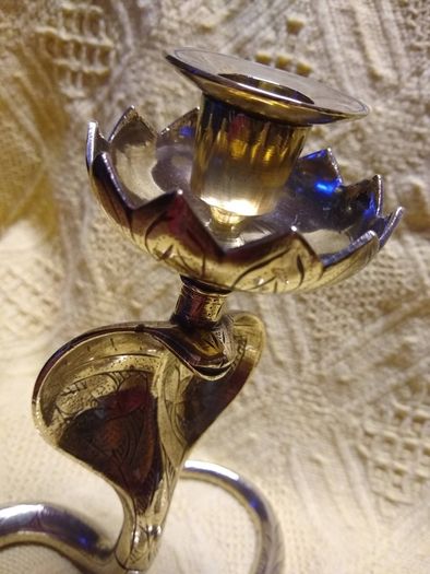 Antique Snake form Candlestick Holders