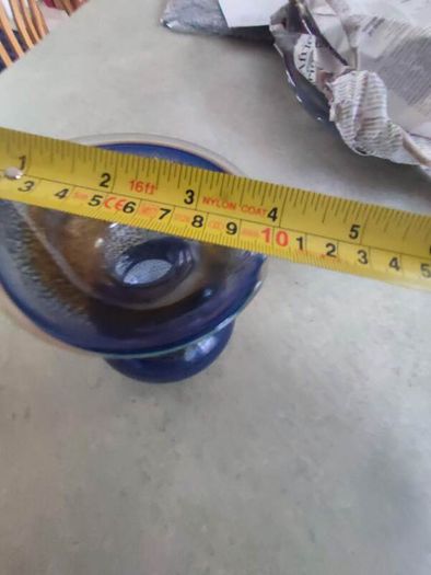 Studio Art Glass Bud Vase Ittig Glasatelier 5  inches Jack in the Pulpit Hand Blown Blue