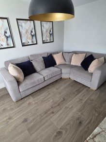 Grey Fabric L-Shaped Corner Sofa