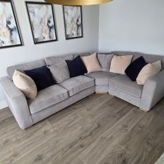 Grey Fabric L-Shaped Corner Sofa