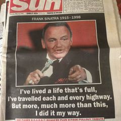 Frank Sinatra Death Newspaper Irish Sun 16 May 1998 Tribute Edition Original Collectors Copy