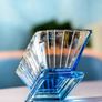 Large Art Deco blue pressed glass vase Image 2