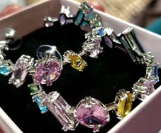 Swarovski multicoloured hoop earrings