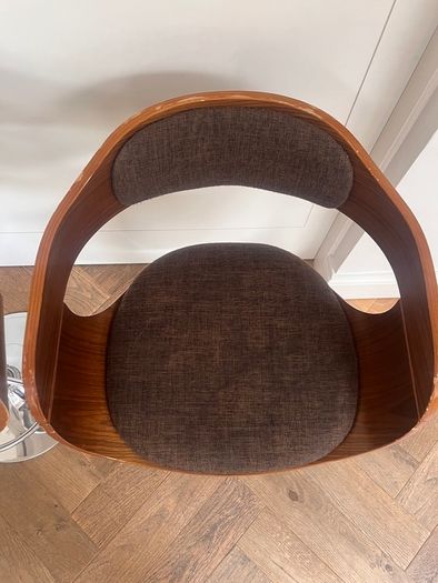 KARE Design Monaco Bar Stools, Pair, Walnut & Chrome, Adjustable