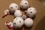 6 white Christmas baubles
