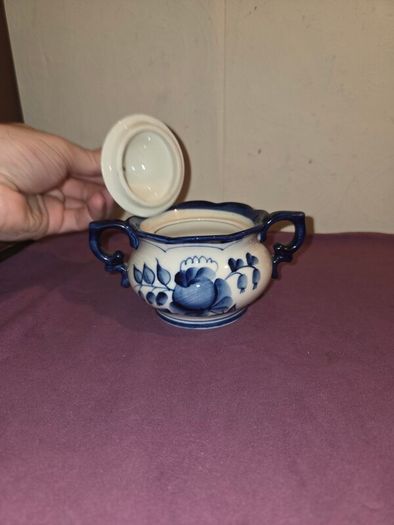 Vintage USSR hand painted Sugar Bowl