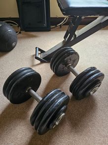 34kg cast iron dumbbells