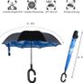 Double Layer Inverted Umbrellas Reverse Folding Umbrella Self-Standing Windproof UV Protection Big Straight Travel Umbrella for Car Rain Outdoor with C-Shaped Handle - Sky Image 3