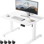Low Height Electric Standing Desk 80x60cm, Lifts 48-75 cm, White Height Adjustable Desk, Lockable Wheels, 2 Memory Heights, 2 Hooks, Low Desk with Smart Panel, Splice Board, for Home Office Image 2