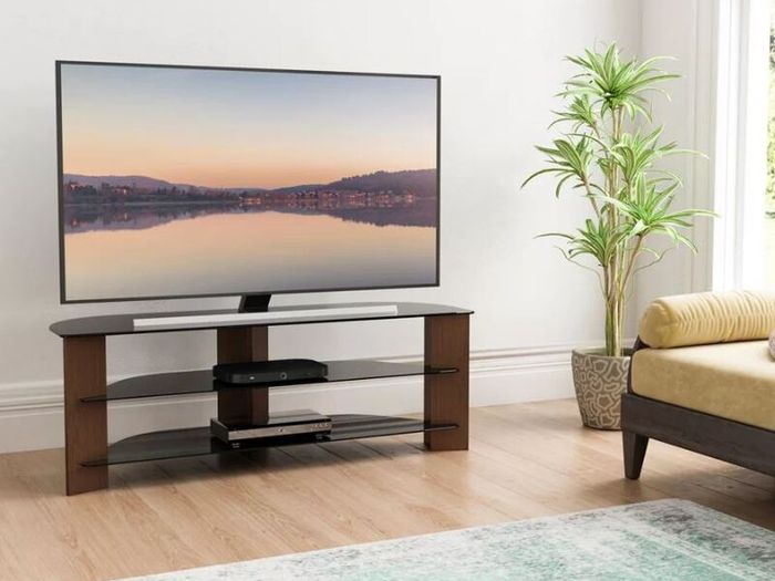 AVF Varano 130cm Walnut & Black Glass TV Stand - Up to 65"