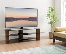 AVF Varano 130cm Walnut & Black Glass TV Stand - Up to 65"