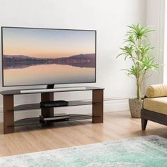 AVF Varano 130cm Walnut & Black Glass TV Stand - Up to 65"