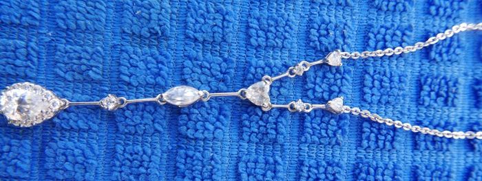 Vintage Sterling Silver 925 Multiple Cubic Zirconia Gems Necklace 5,6g length -18"