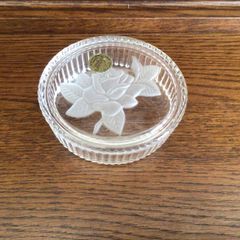 Vintage French lead crystal lidded trinket dish